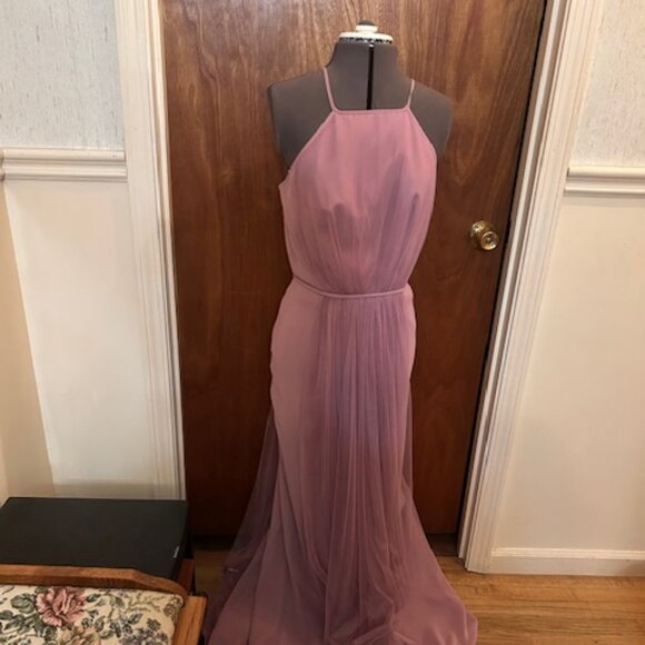 Pink Spaghetti Strap Maxi Dress – Pleated Flowy Formal Gown Size 10 - Picture 1 of 6